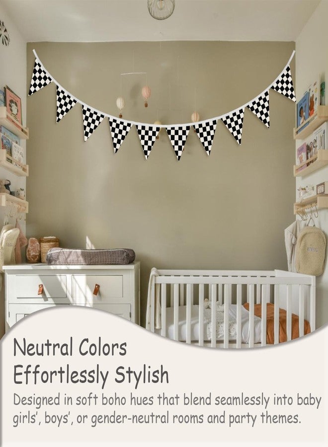 XYDEG Boys Room Wall Art Decor,Cars Room Decor for Toddler Nursery Playroom, Black and White Checkered Garland Triangle Banners,Racing Flags 11Ft Bunting Flags Fabric for Baby Shower Birthday Party - Image 5